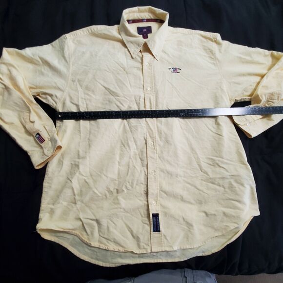 US Polo ASSN Mens Button Up Shirt Yellow Size XL Cotton Long Sleeve Collar Logo - Picture 3 of 12